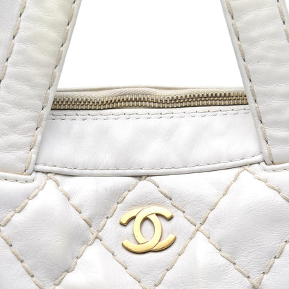 Chanel Calfskin Stitch Bowler White 9 of 9