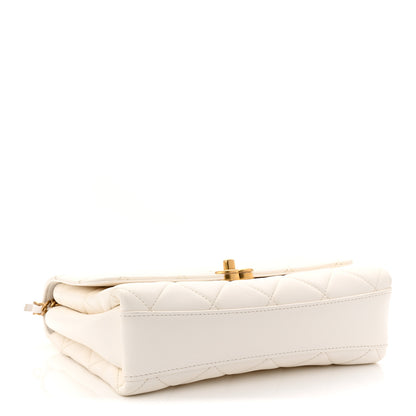 Chanel Lambskin Quilted CC Crystal Logo Chain Flap White 4 of 10