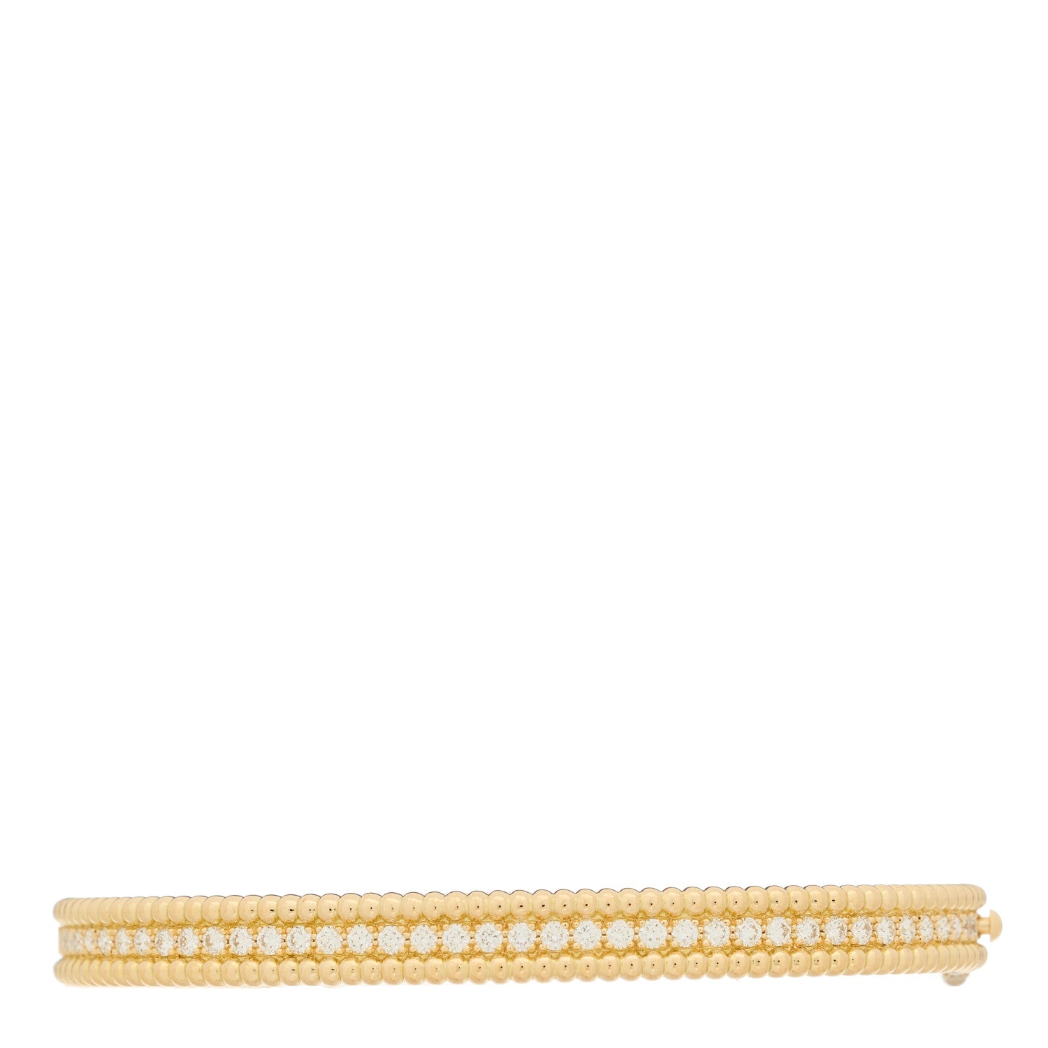 Van Cleef & Arpels 18K Yellow Gold Diamond Perlee 1-Row Bangle Bracelet M 1 of 3