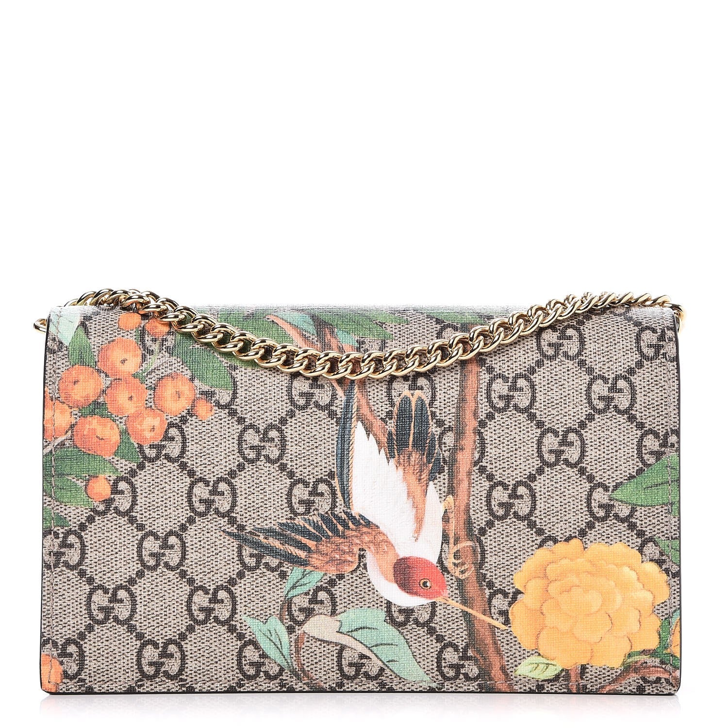 Gucci GG Supreme Monogram Tian Chain Wallet Beige Multicolor Red 1 of 7