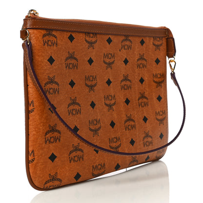 MCM Visetos Liz Shopper Tote Pouch Cognac 3 of 10