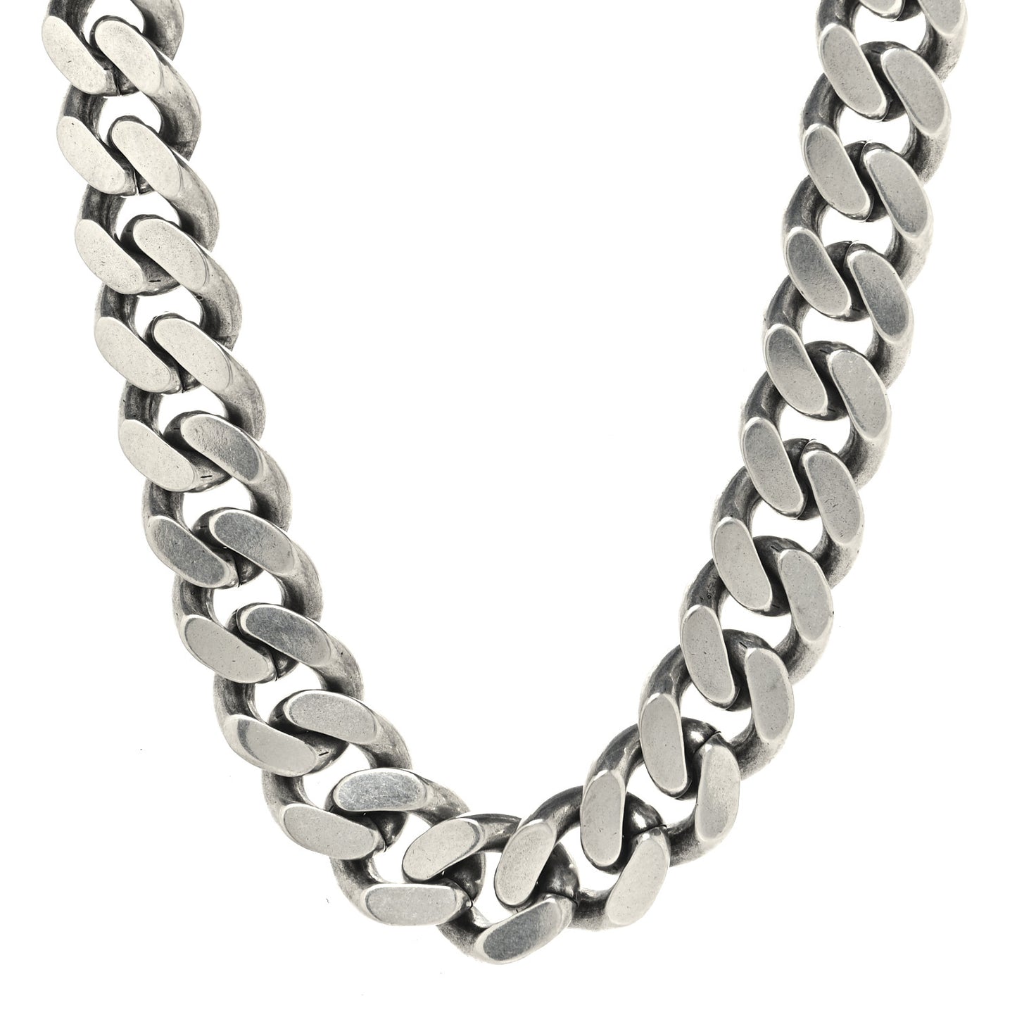 Metal Curb Chain Necklace Oxidized Silver