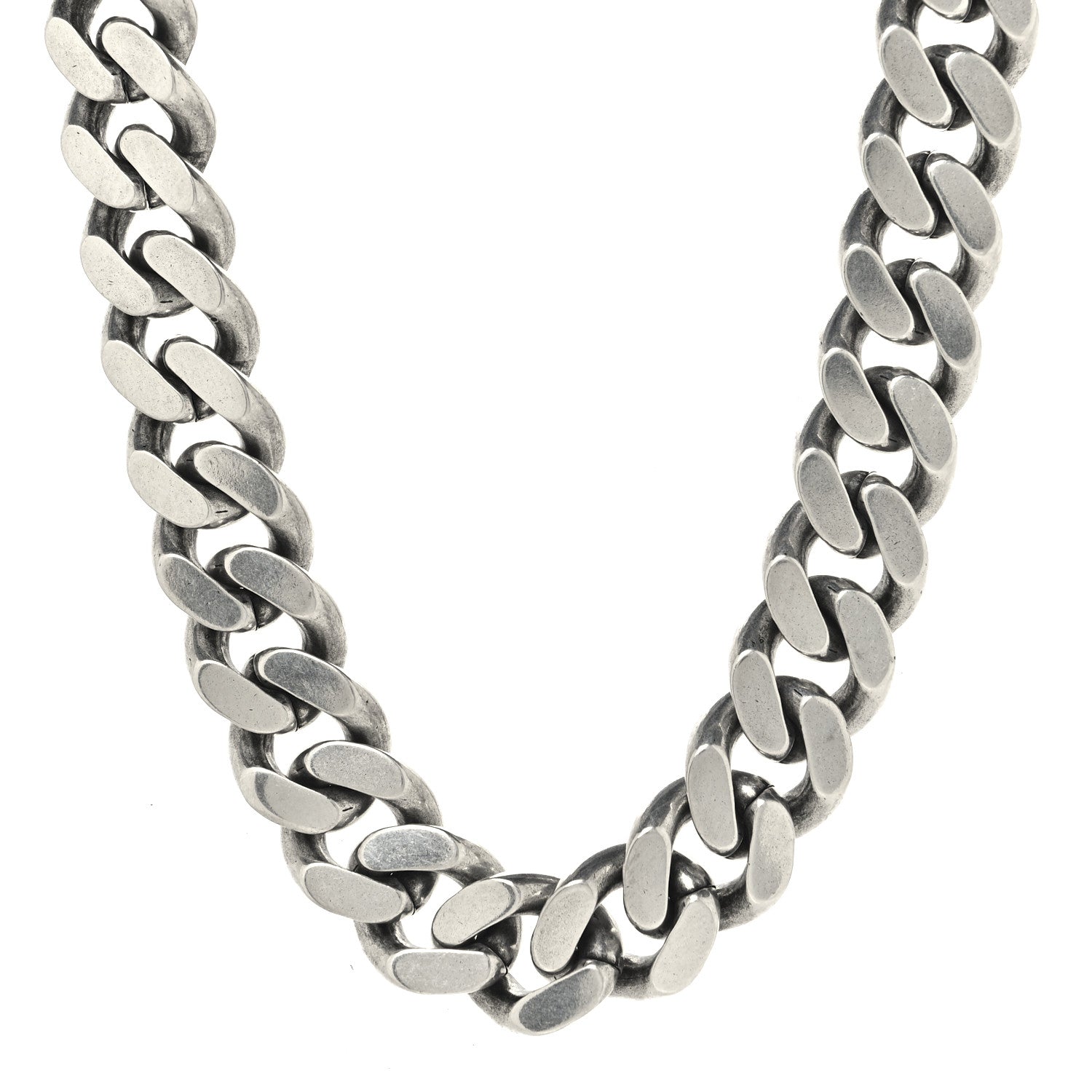 Saint Laurent Metal Curb Chain Necklace Oxidized Silver 1 of 5