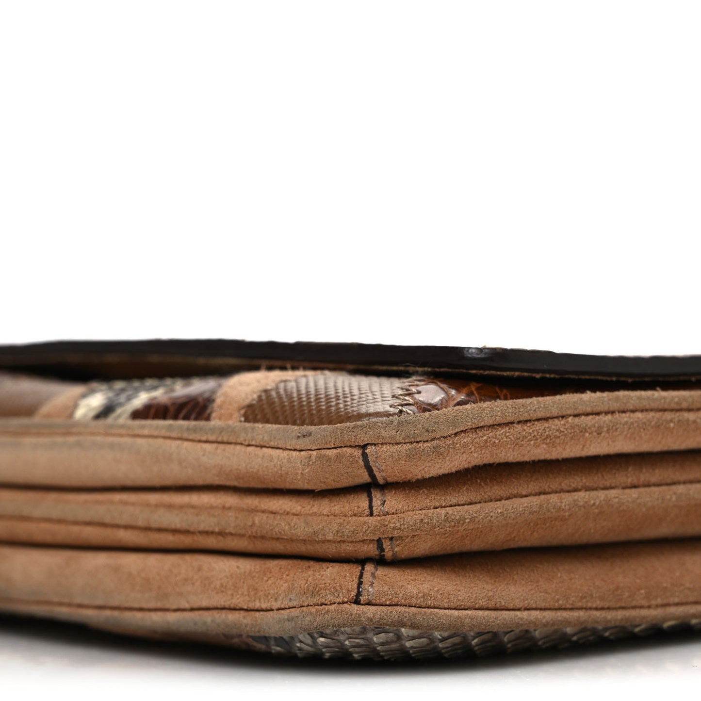 Suede Snakeskin Patchwork Small Flap Bag Brown Multicolor