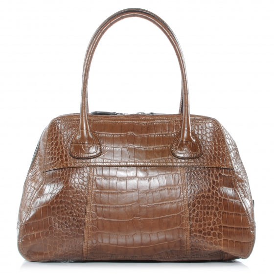 Calfskin Crocodile Embossed Winter Tabacco