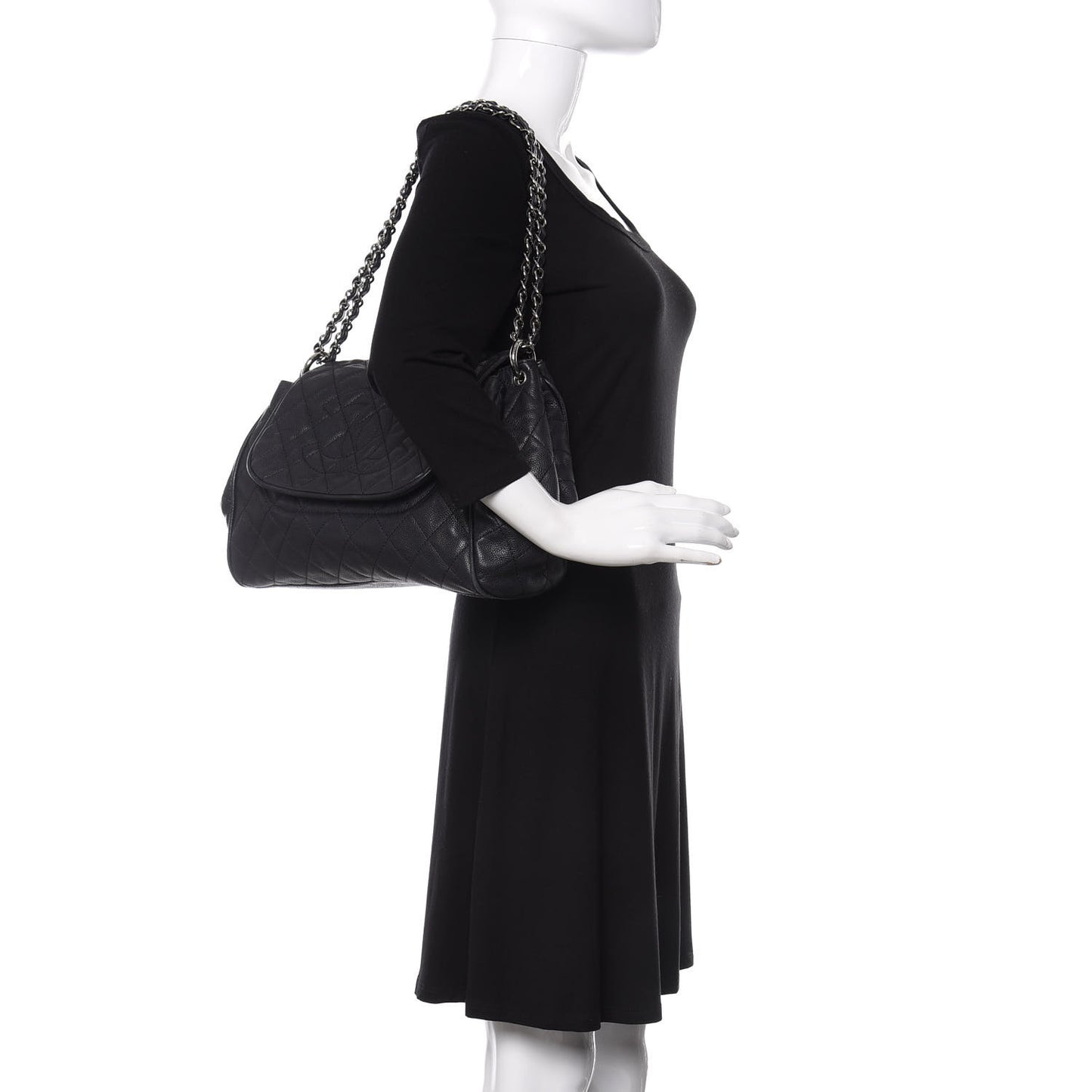 Caviar Quilted Timeless Accordion Flap Black