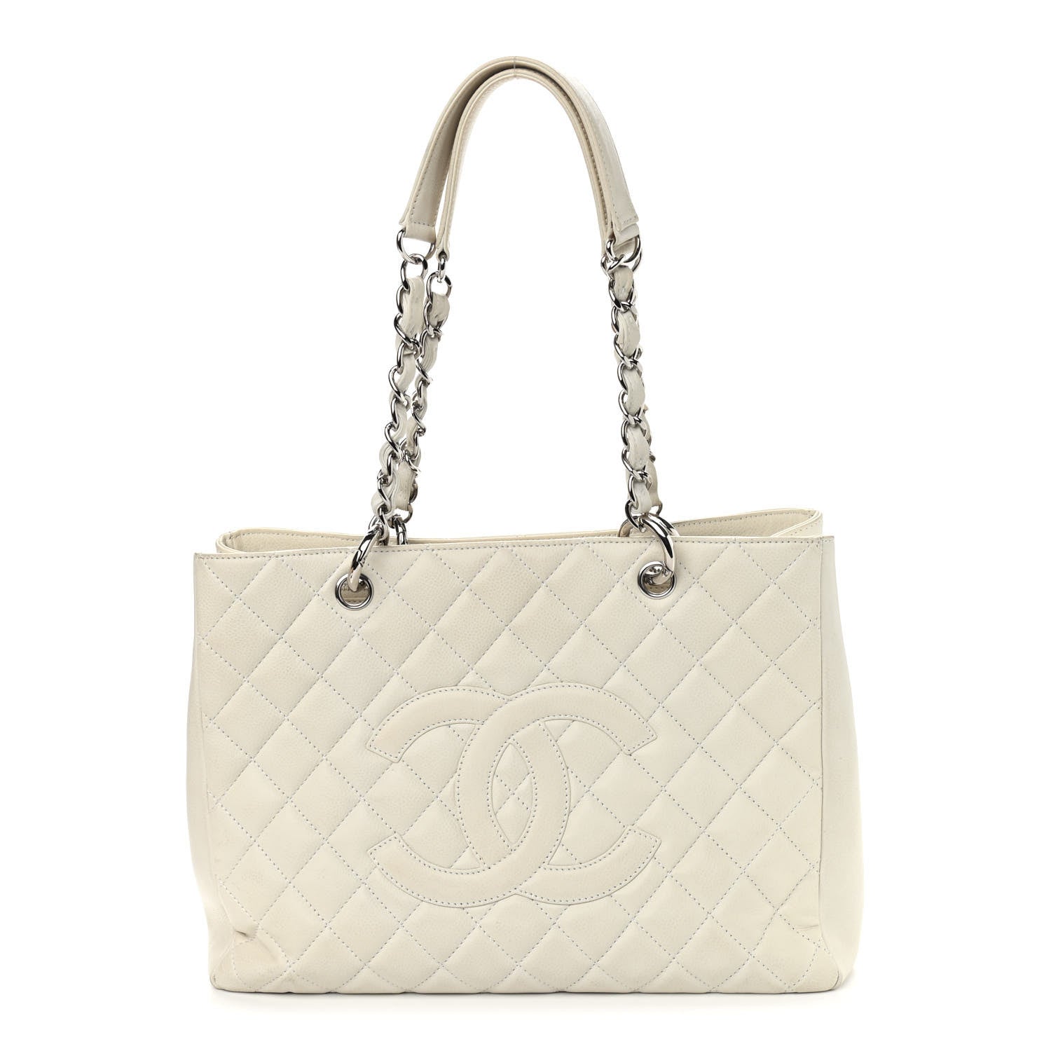 Chanel Caviar Quilted Grand Shopping Tote GST White 1 of 10