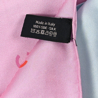 Chanel Silk CC Logo Scarf Pink Blue 3 of 3