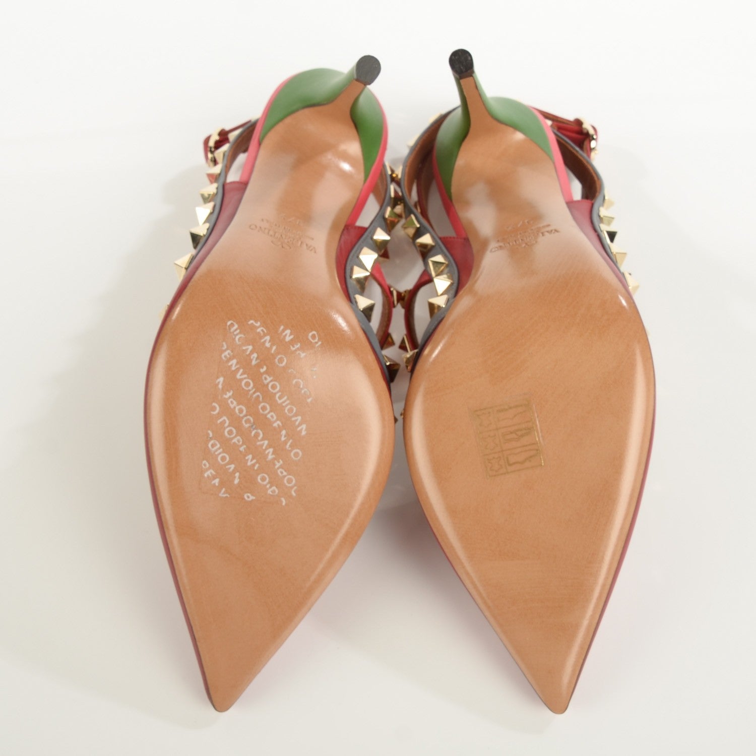 Valentino Garavani Nappa Rockstud Ankle Strap 100mm Pumps Rosso Valentino Grey Clover Deep Rose 5 of 7