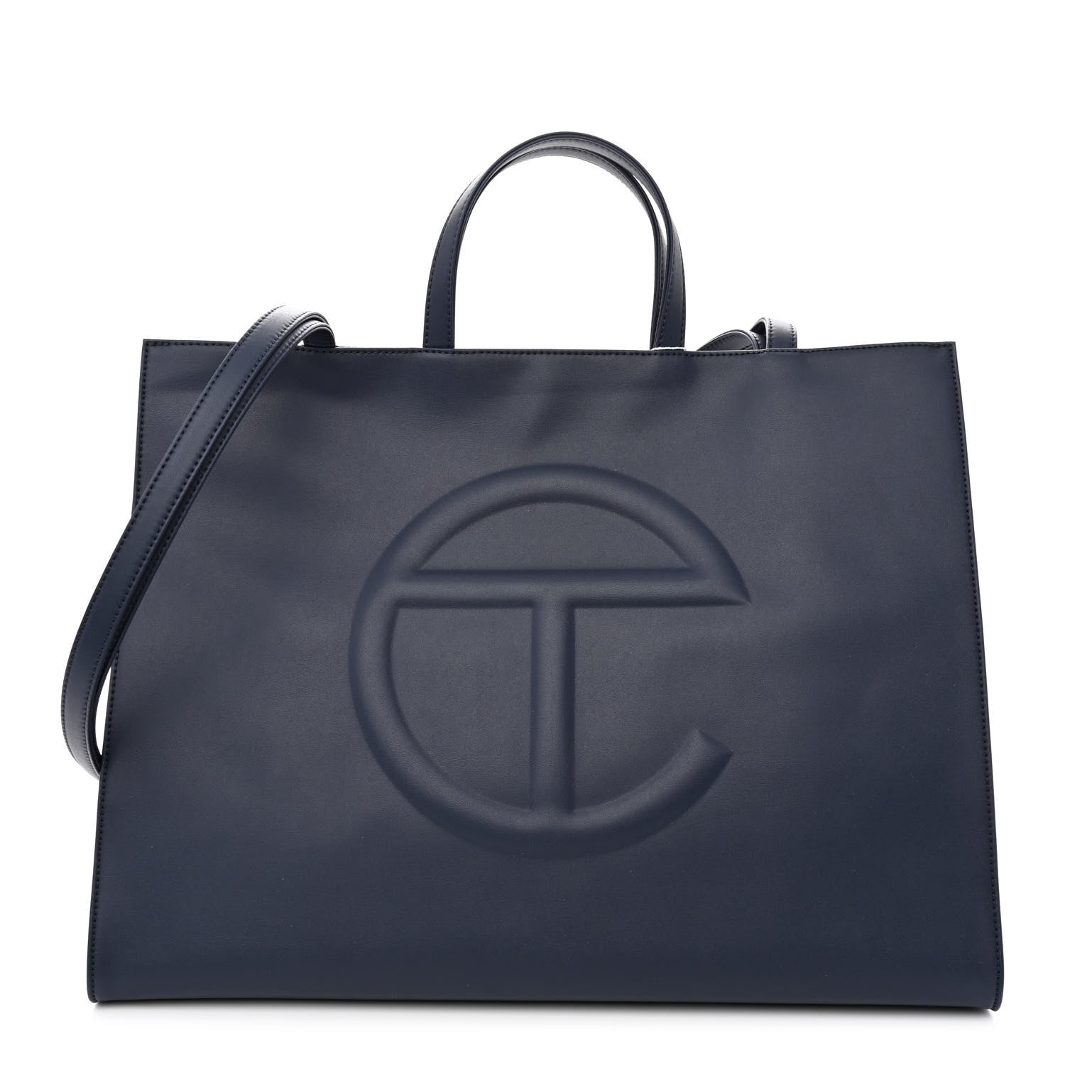 Telfar Vegan Leather Large Shopping Bag Navy 1 of 11