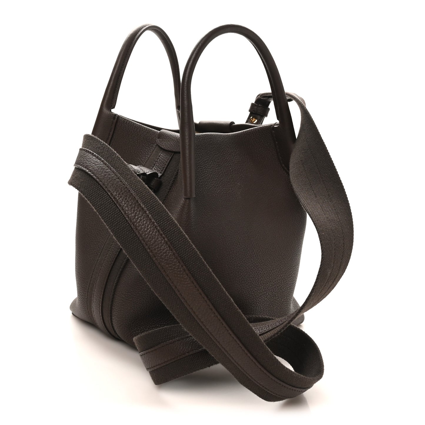 Grained Calfskin Small Bale Bag Dark Brown