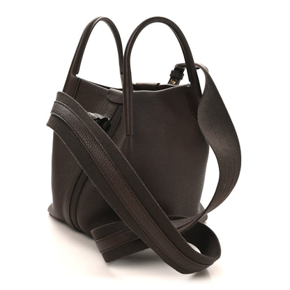 Loro Piana Grained Calfskin Small Bale Bag Dark Brown 4 of 10