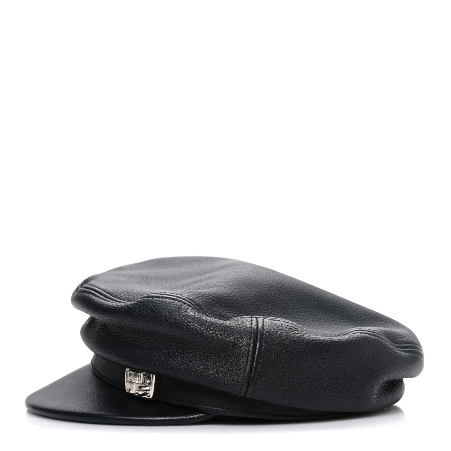 Calfskin Newsboy Hat M Black
