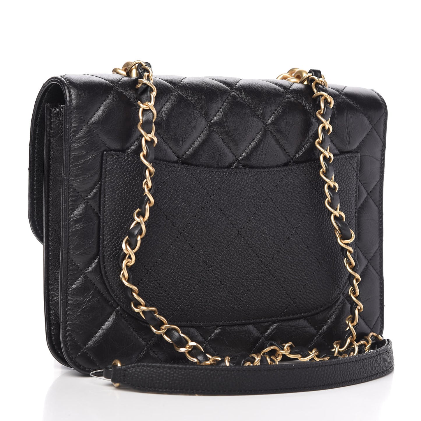 Calfskin Caviar Quilted Chain Handle Flap Black