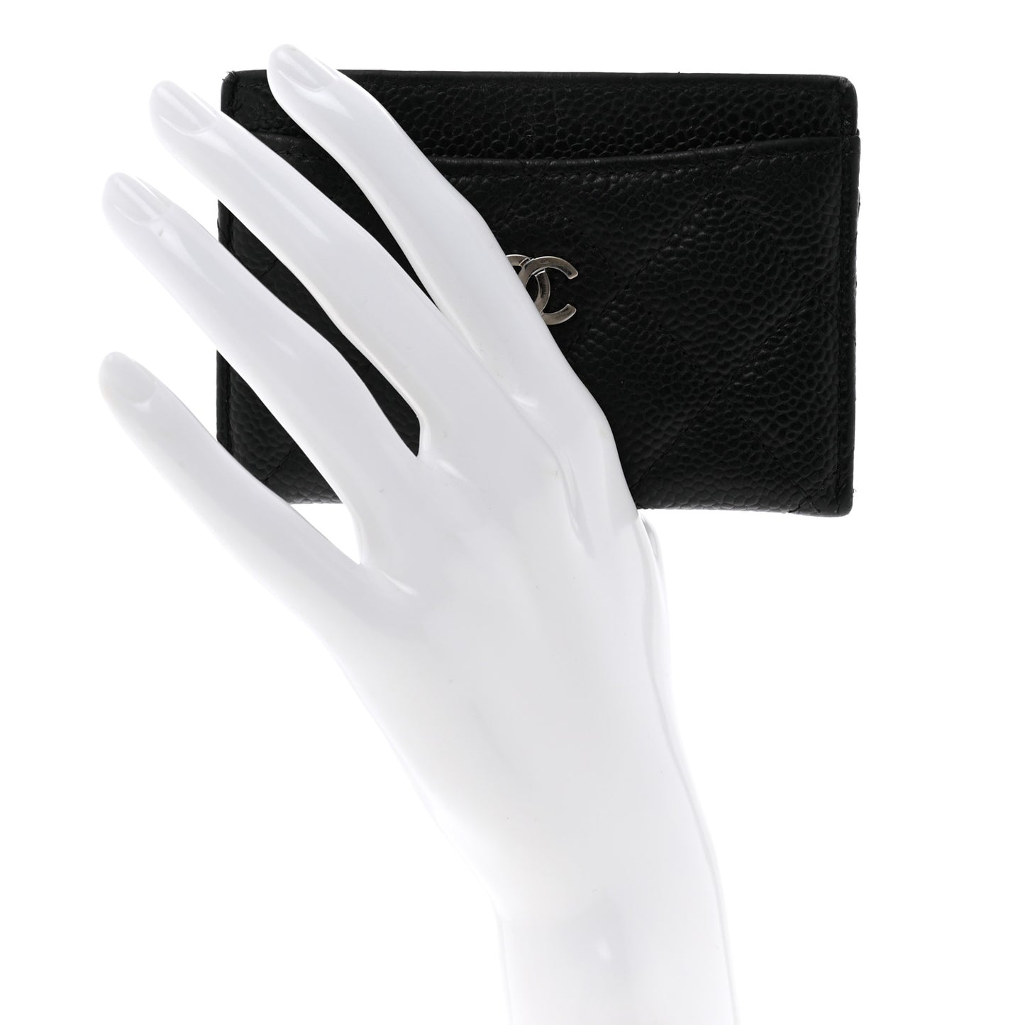 Caviar Quilted Card Holder Black