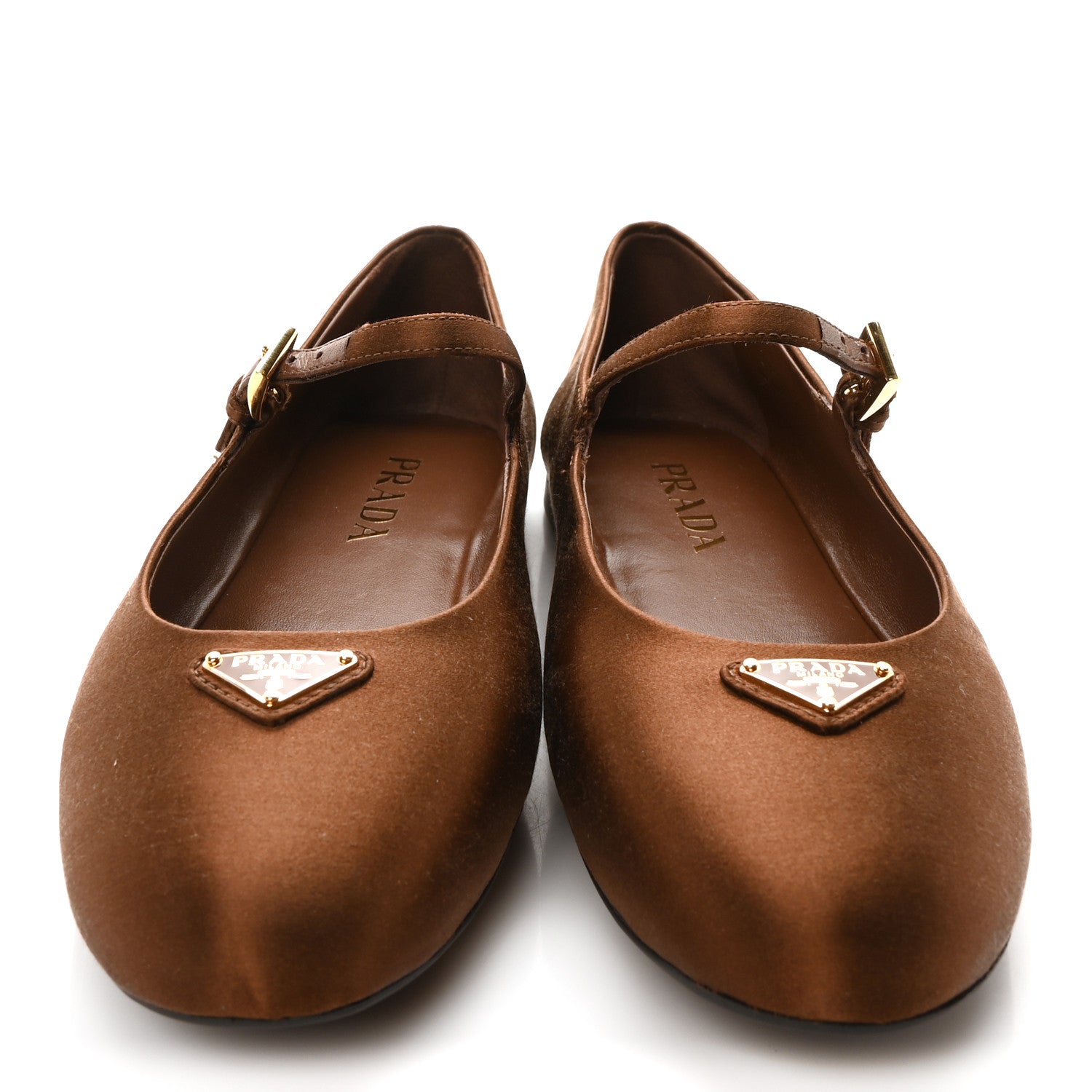 Prada Satin Triangle Ballerina Flats 38.5 Tabacco 3 of 8