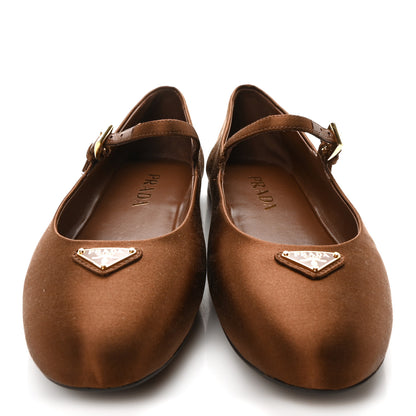 Prada Satin Triangle Ballerina Flats 38.5 Tabacco 3 of 8