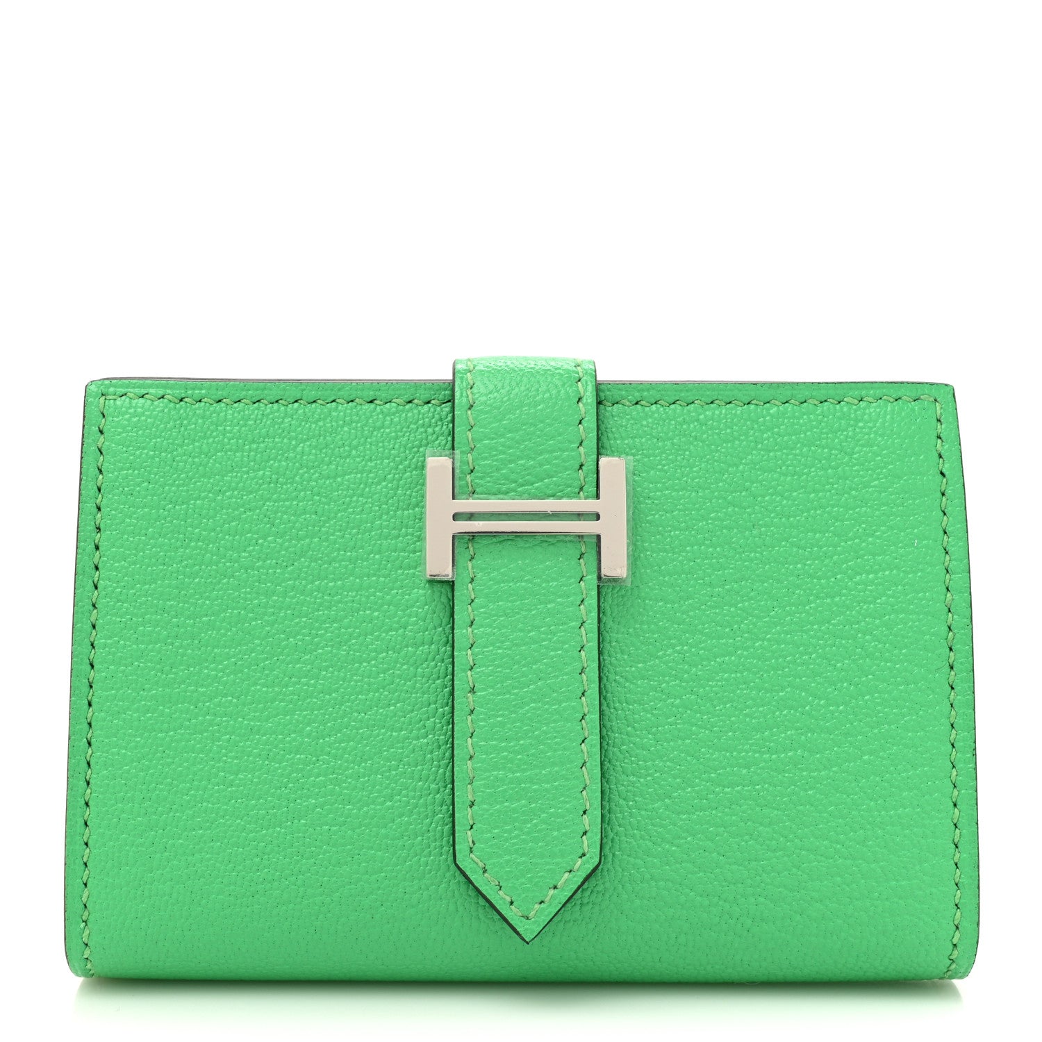 Hermes Chevre Mysore Mini Bearn Wallet Vert Comics 1 of 9