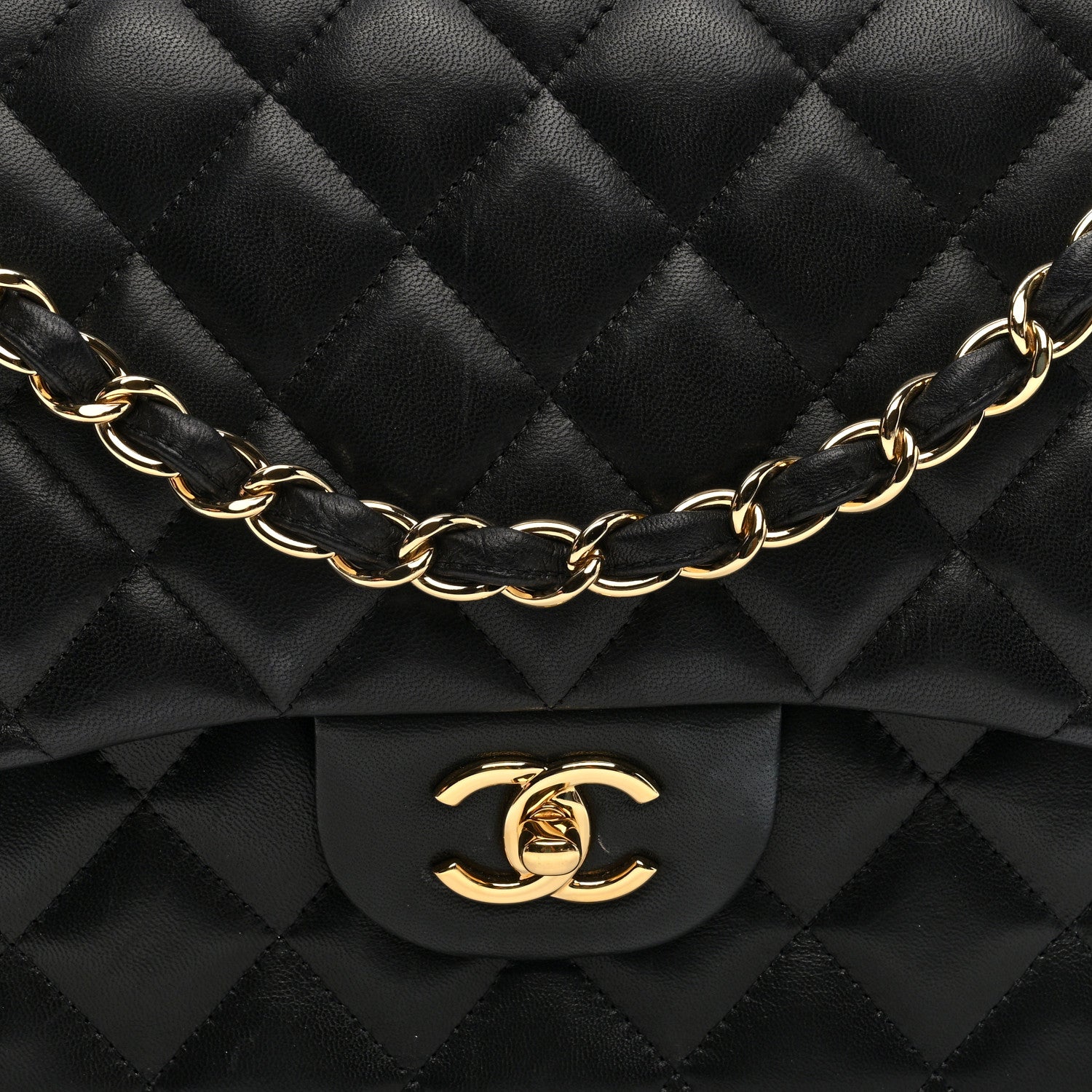 Chanel Lambskin Quilted Jumbo Double Flap Black 8 of 10