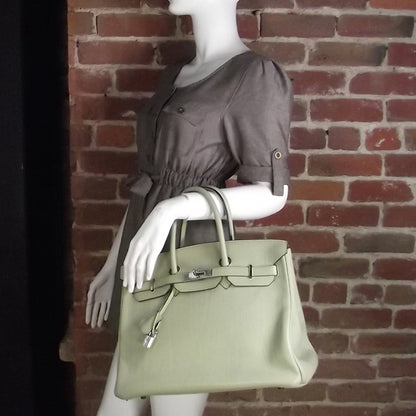 Hermes Taurillon Clemence Birkin 35 Vert Pale Green 2 of 8