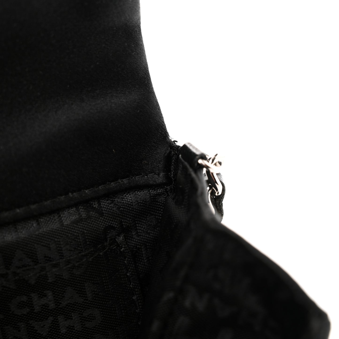 Satin Pleated Chain Embellished Mirror Flap Black