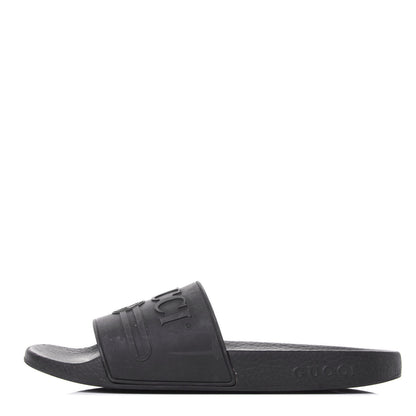 Gucci Rubber Womens Logo Slide Sandals 39 Black 1 of 10