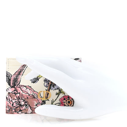 Christian Dior Calfskin Caro Floral Five-Slot Card Holder White Multicolor 2 of 7