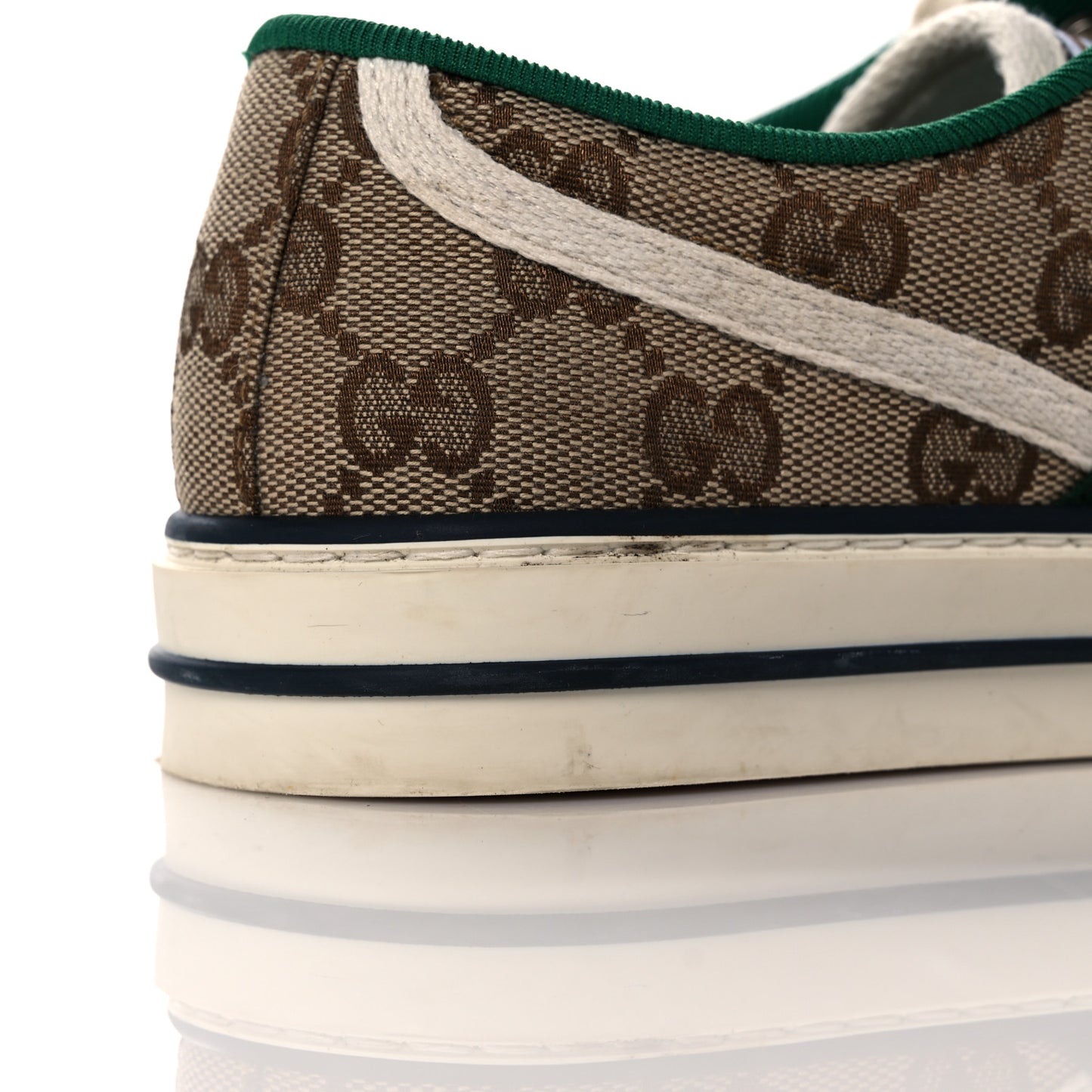 GG Monogram Web Womens 1977 Tennis Sneakers 37 Beige Ebony Mystic White