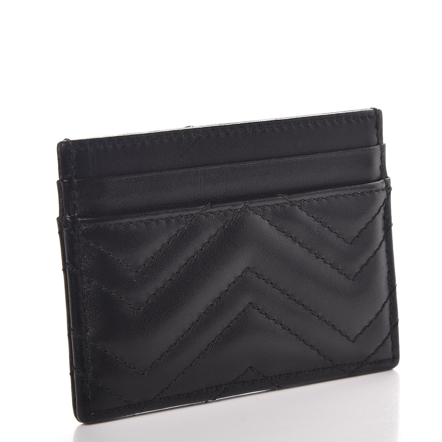 Calfskin Matelasse GG Marmont Card Holder Black