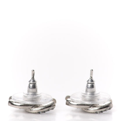 Chanel Baguette Crystal CC Earrings Silver Blue 3 of 4