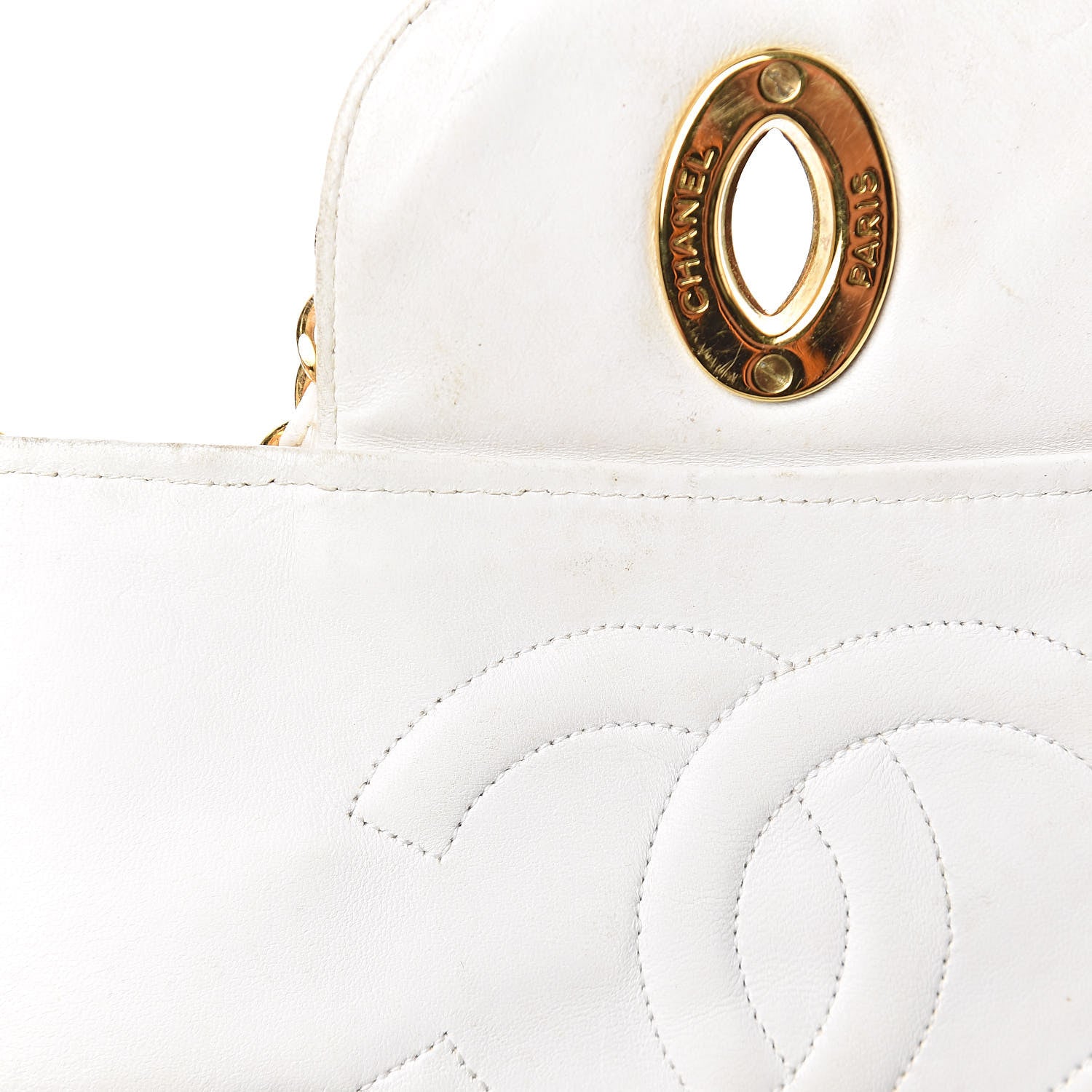 Chanel Patent Quilted Jumbo XL Chain Around Flap White 19 of 20