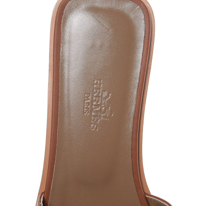 Hermes Box Calfskin Oran Sandals 37 Gold 6 of 10