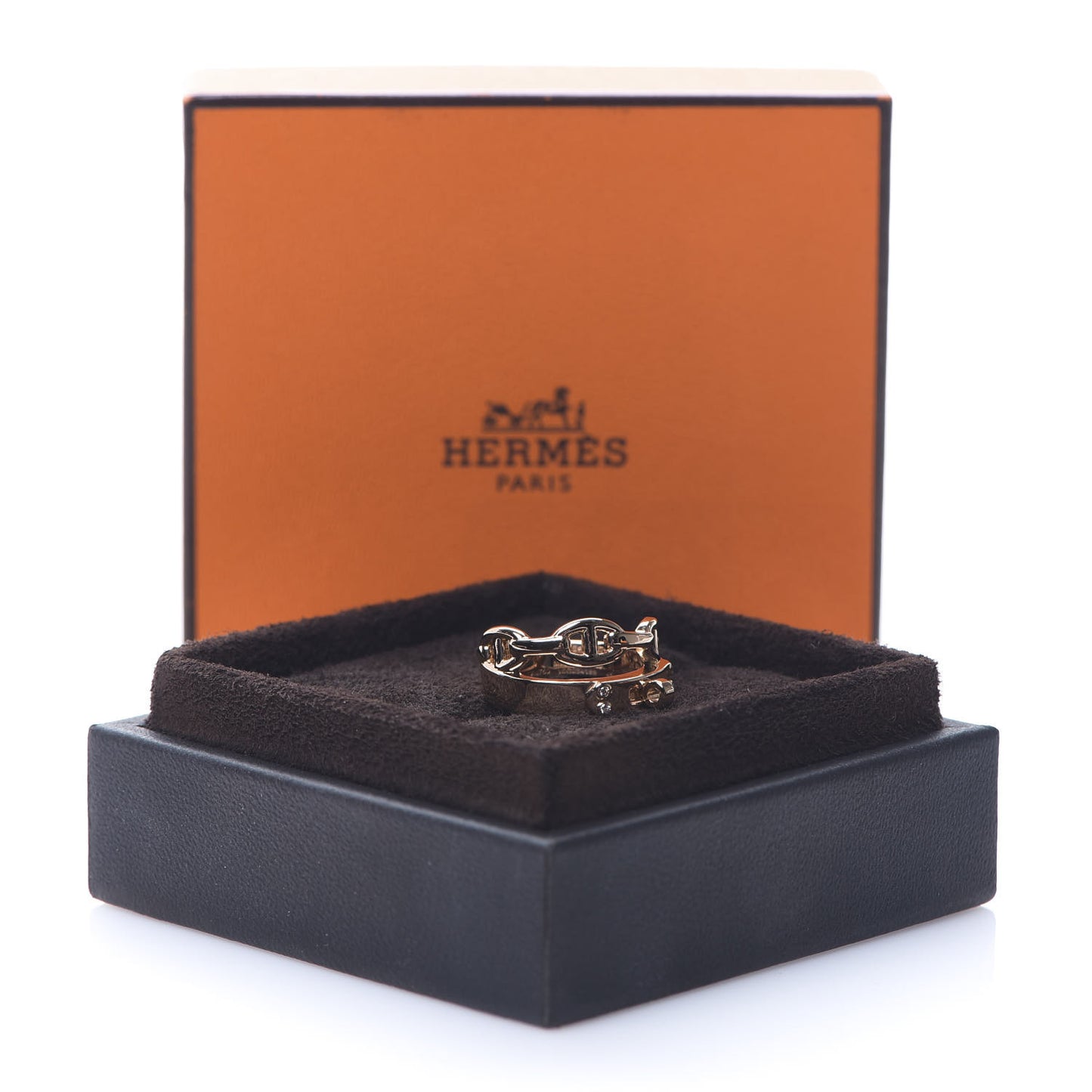 18K Rose Gold Diamond Kelly Double Tour Ring 49 4.75