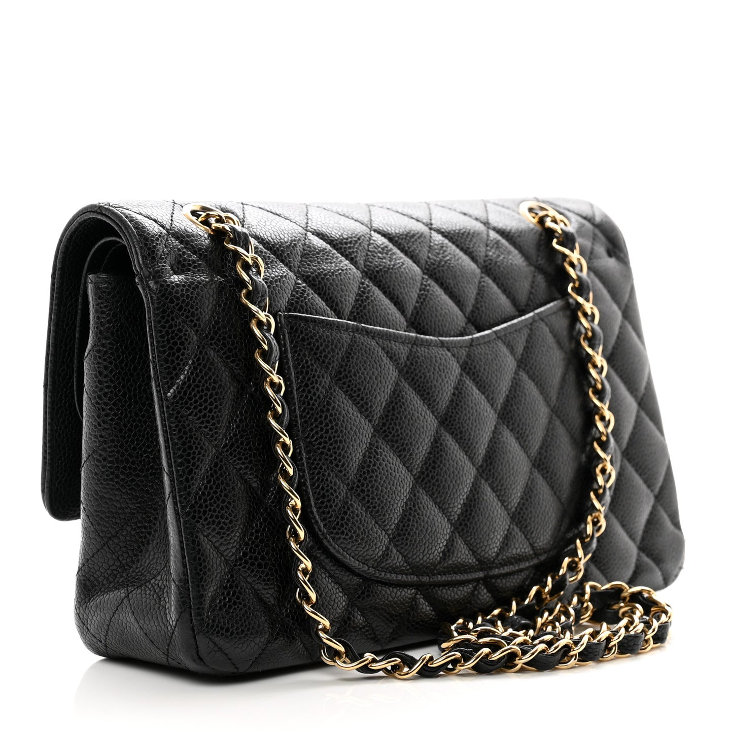 Caviar Quilted Medium Double Flap Black