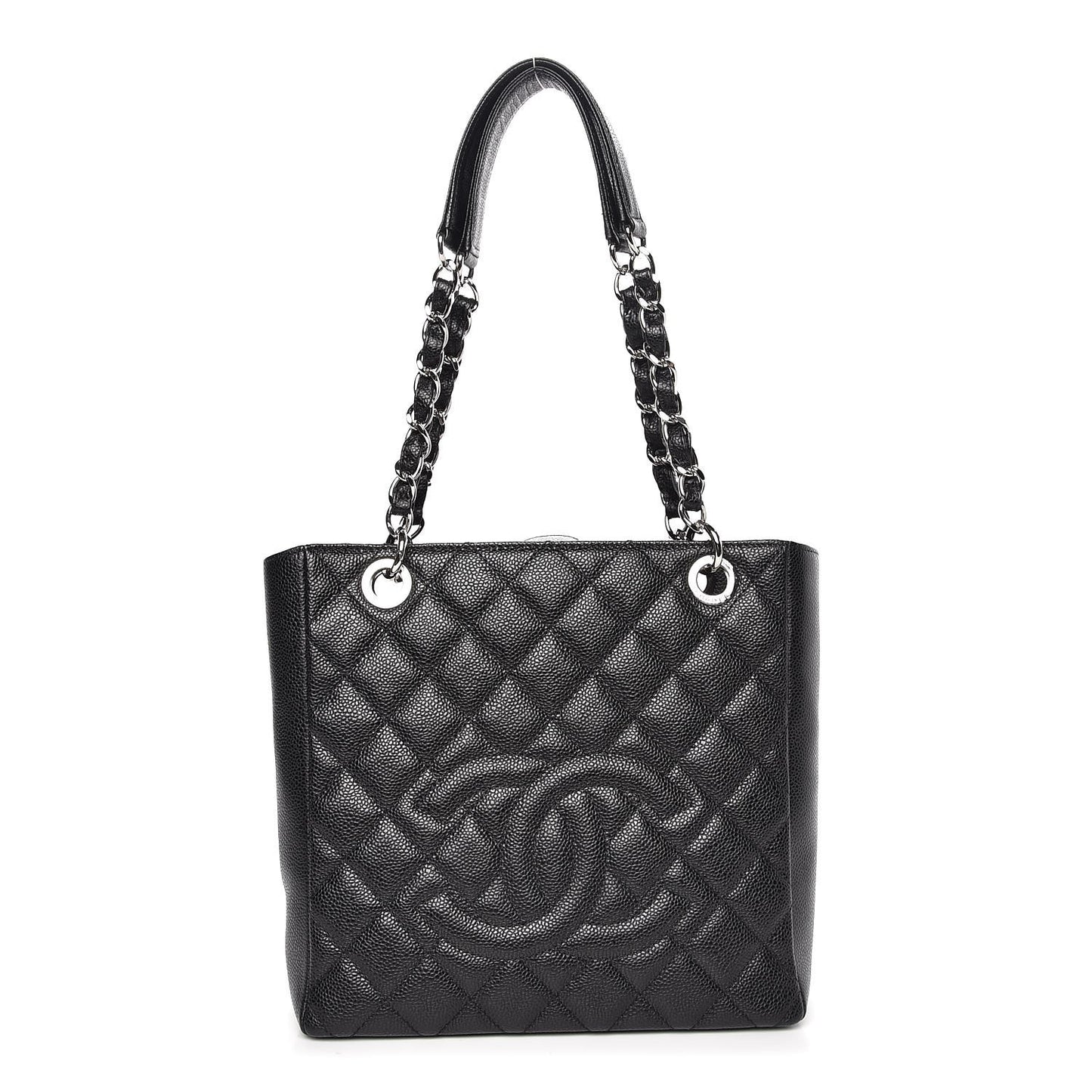 Caviar Quilted Petit Shopping Tote PST Black
