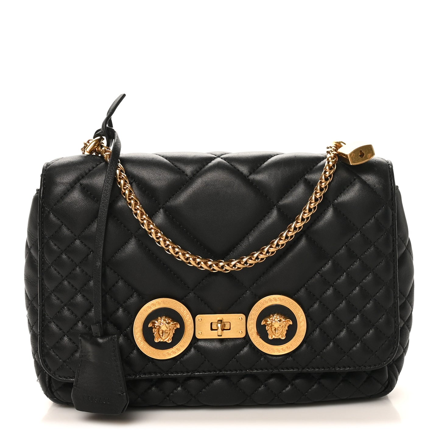 Nappa Quilted La Medusa Chain Crossbody Black