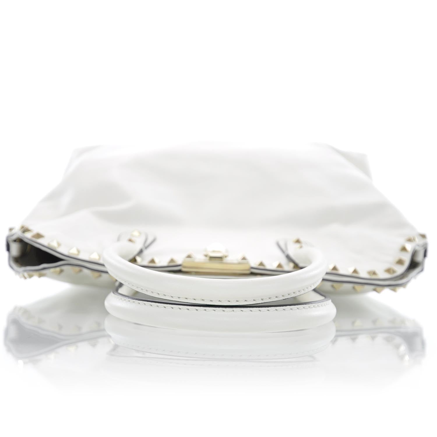 Valentino Garavani Leather Rockstud Dome Satchel White 5 of 9