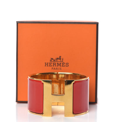 Hermes Enamel Clic Clac H Extra Wide Bracelet PM Rouge Amarante 6 of 6