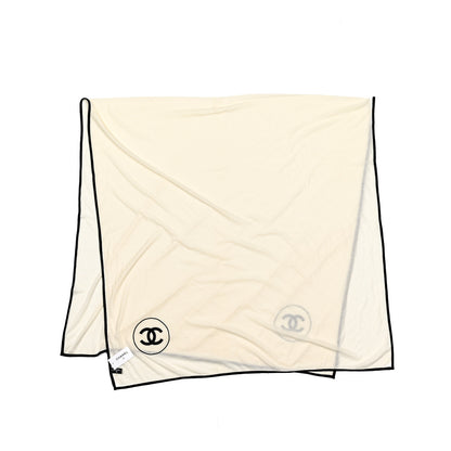 Chanel Cashmere Silk CC Scarf White Black 2 of 4