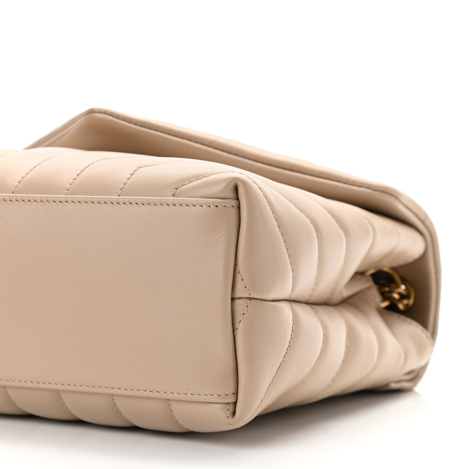 Saint Laurent Calfskin Y Quilted Monogram Small Loulou Chain Satchel Dark Beige 9 of 9