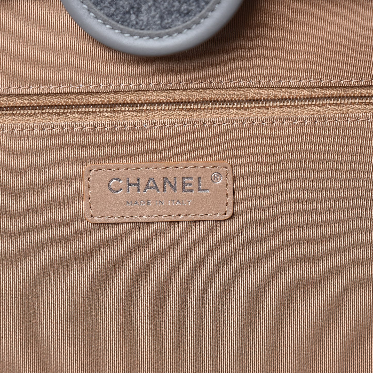 Wool Felt Calfskin Large Deauville Tote Grey Beige