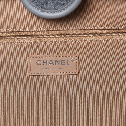 Chanel Wool Felt Calfskin Large Deauville Tote Grey Beige 6 of 9