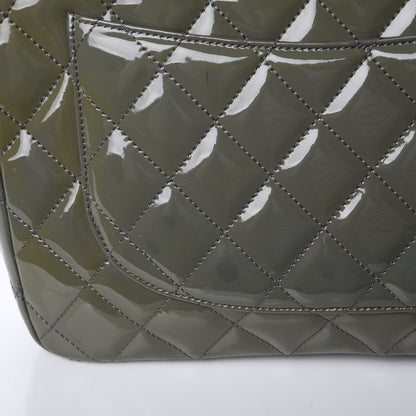 Chanel Patent Quilted Jumbo Single Flap Grey 10 of 12