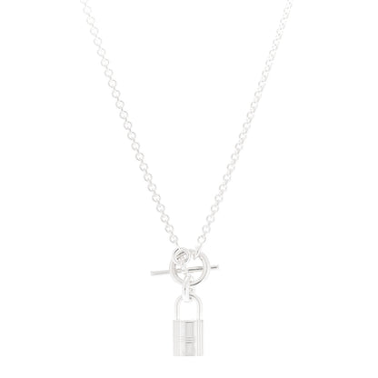 Hermes Sterling Silver Cadenas Kelly Lock Pendant Necklace 1 of 5