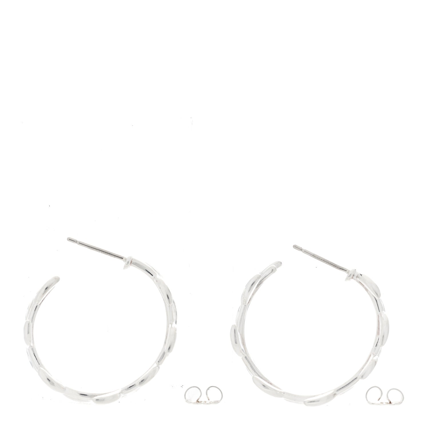 Tiffany Sterling Silver Paloma Picasso Olive Leaf Hoop Earrings 3 of 5