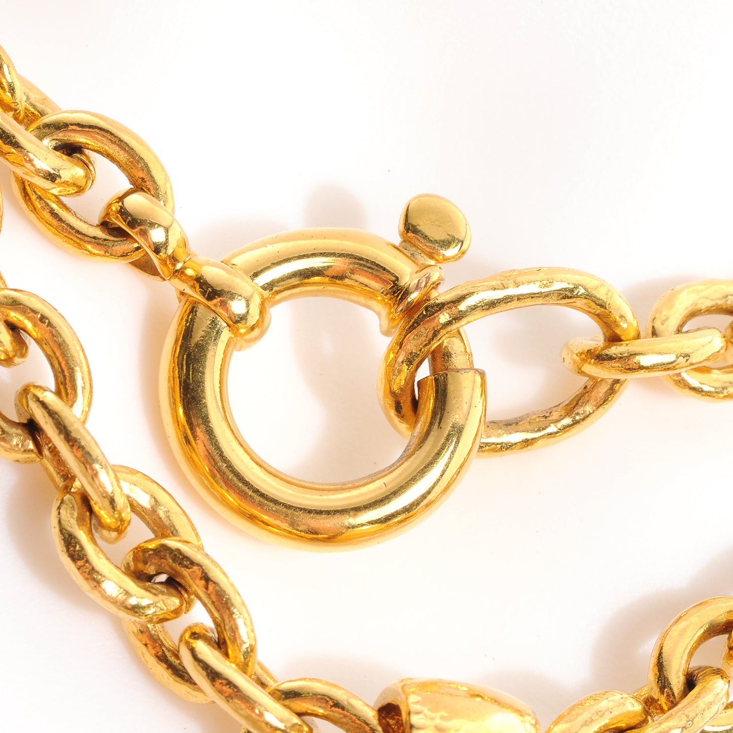 Quilted CC Long Chain Necklace Gold