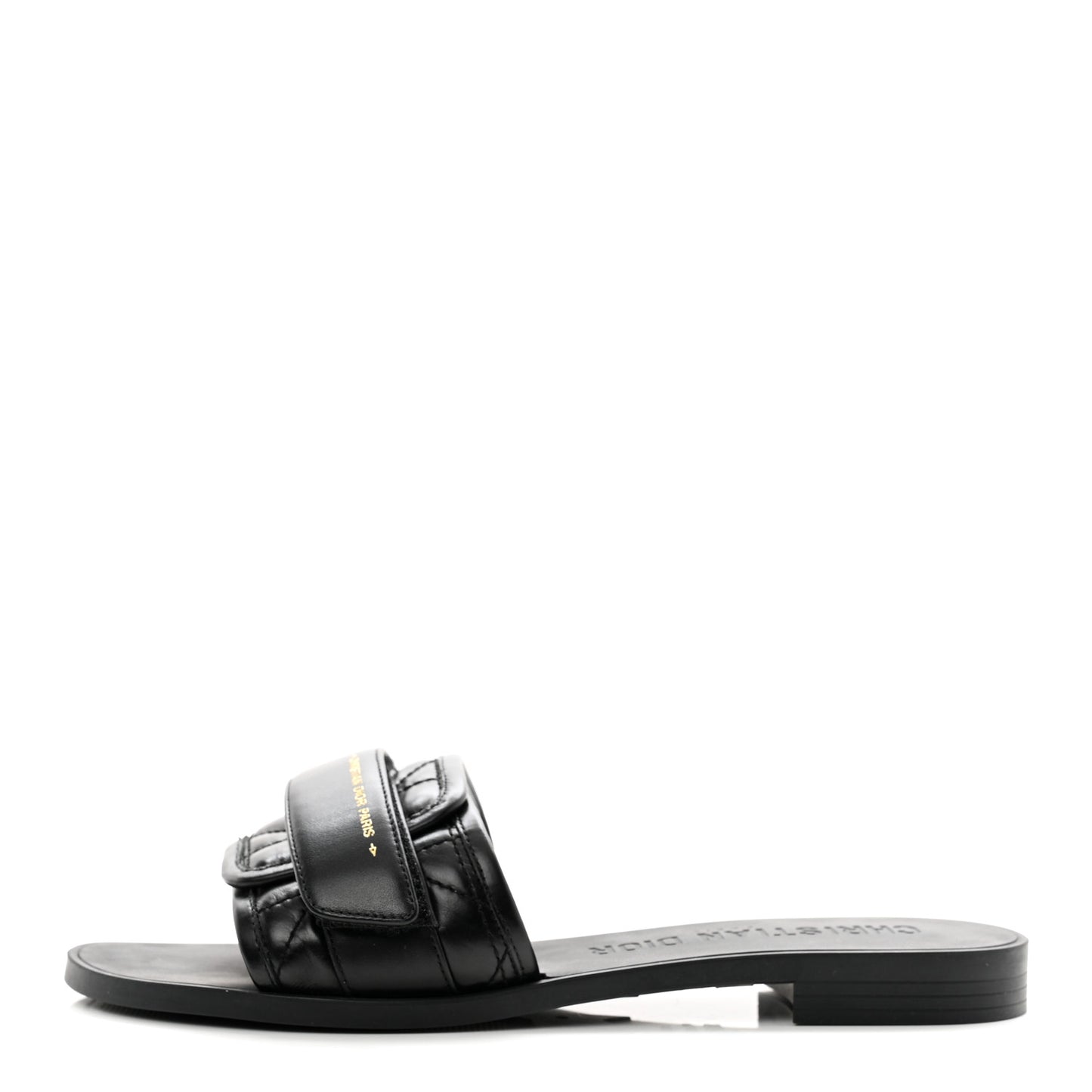 Calfskin Cannage Dio(r)evolution Slide Sandals 37 Black