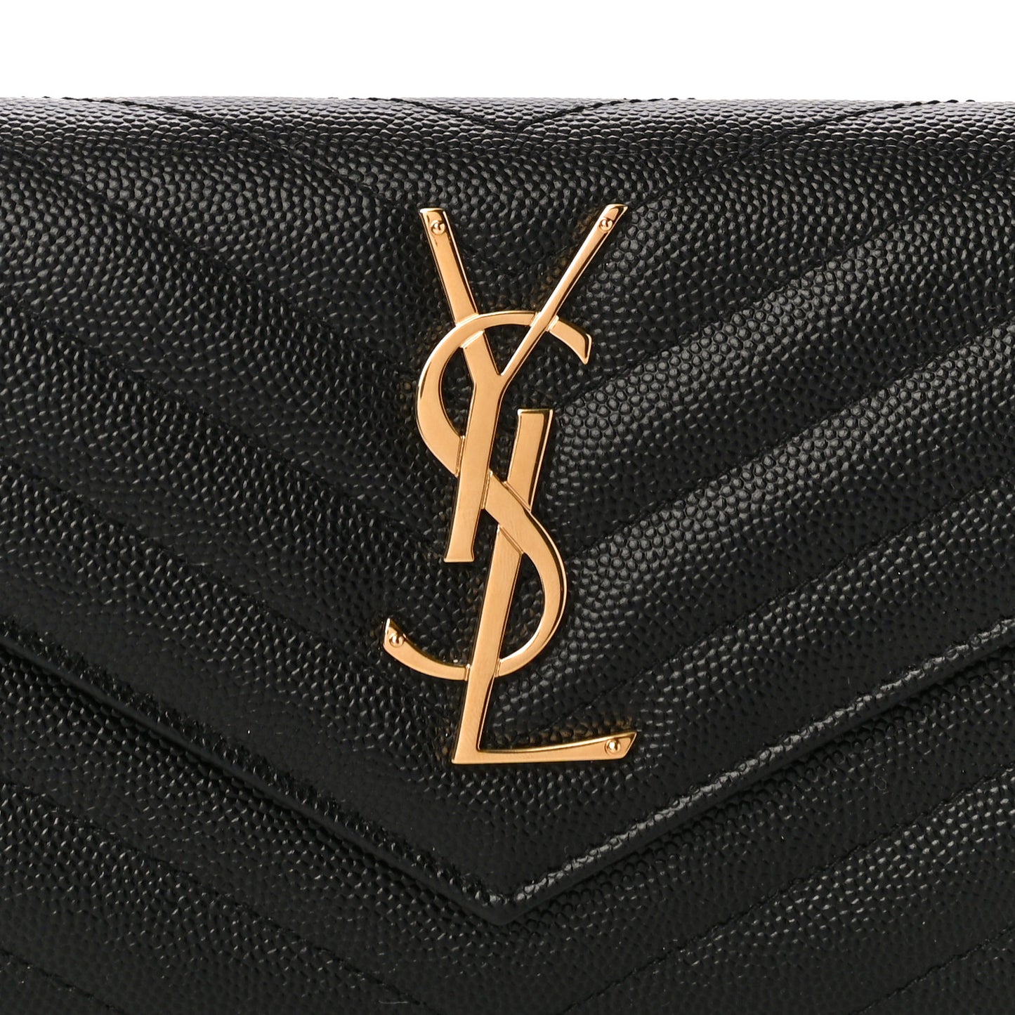 Grain De Poudre Matelasse Chevron Monogram Flap Wallet Black