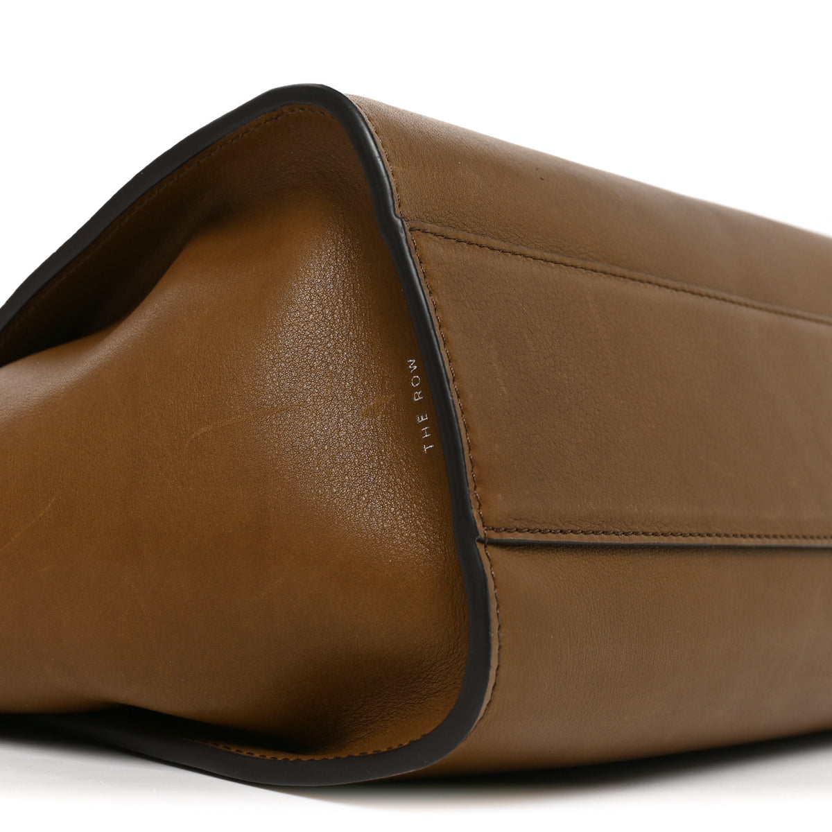 The Row Polished Saddle Calfskin Marlo 12 Tote Bag Muschio 8 of 9