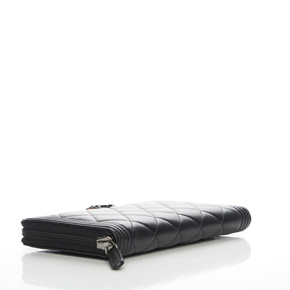 Chanel Lambskin Quilted Boy Zip Around Wallet Black 4 of 9